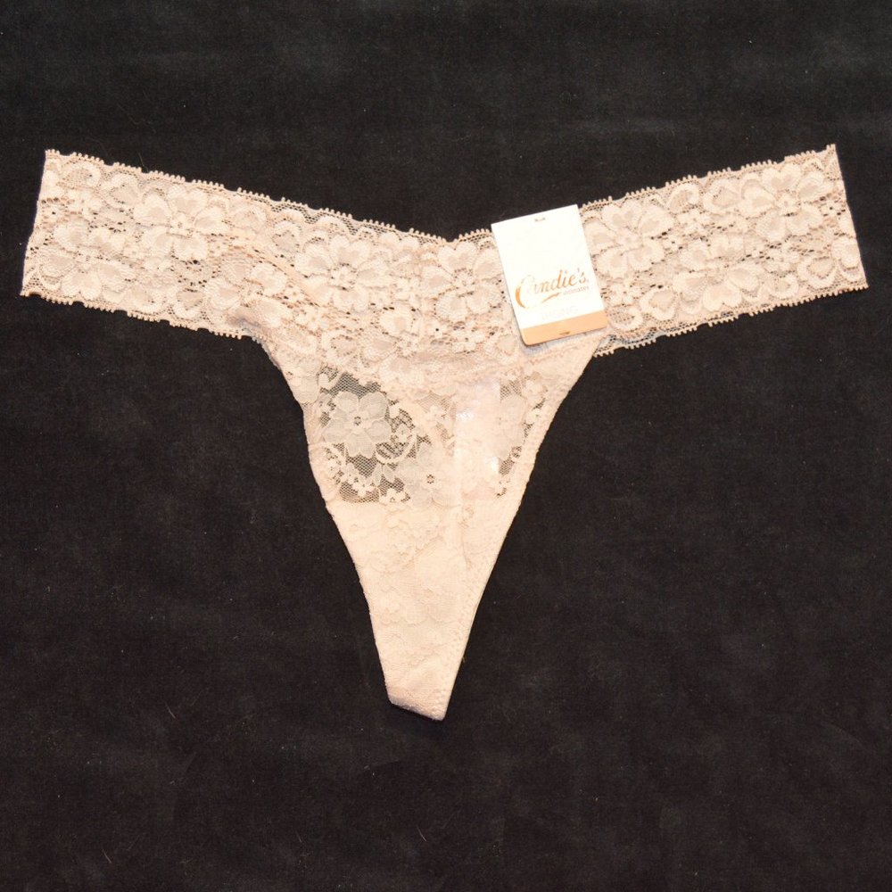 Candie's NWT Nude Lace Thong 3CP069 Medium